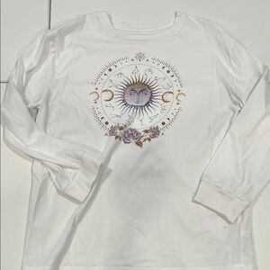 art class White Long Sleeve Tee with Celestial Graphic